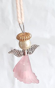 pink bead angel hanging, handmade bead angel