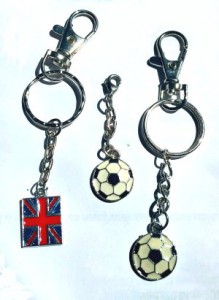 football charm, untion jack charm, sports charm and zip pull