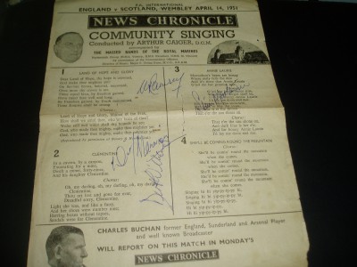 ENGLAND FOOTBALL AUTOGRAPHS   1951    inc ALF RAMSEY  STAN MORTENSEN