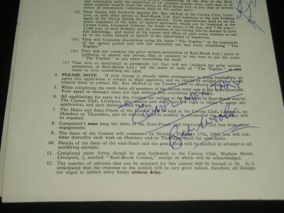BOB WOOLER    Cavern and Merseybeat star    AUTOGRAPH  on Cavern booking form    1965