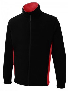 UC617 Uneek Two Tone Full Zip Fleece Jacket - Black/Red