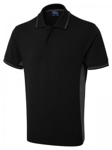 UC117 Uneek Two Tone Poloshirt - Black/Charcoal (plain garment)