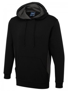 UC517 Uneek Two Tone Hooded Sweatshirt - Black/Charcoal