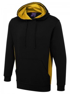 UC517 Uneek Two Tone Hooded Sweatshirt - Black/Yellow
