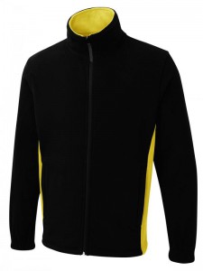 UC617 Uneek Two Tone Full Zip Fleece Jacket - Black/Yellow